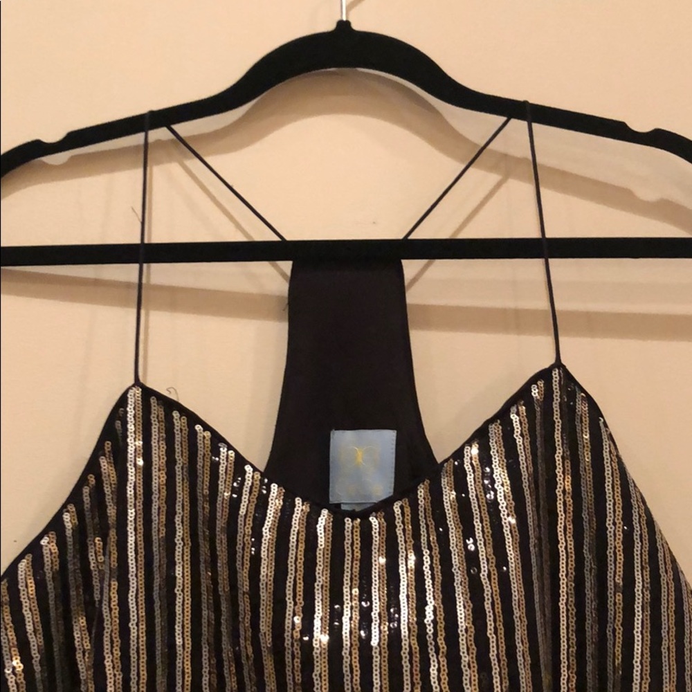 Beautiful CeCe Black Gold Silver Sequin Dress Sz10